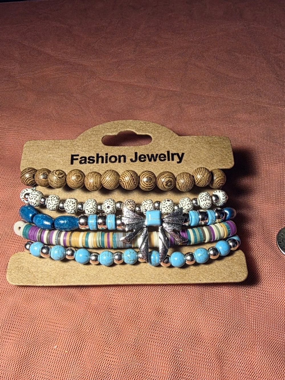 Fashion Jewelry Turquoise, Cream & Multicolor Stackable Bracelet Set